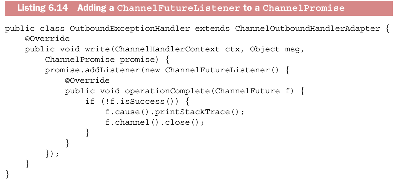 Adding a ChannelFutureListener to a ChannelPromise